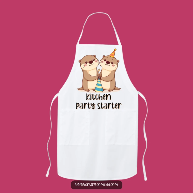 Funny Otter Party Apron - Cheerful Kitchen Fun Gift