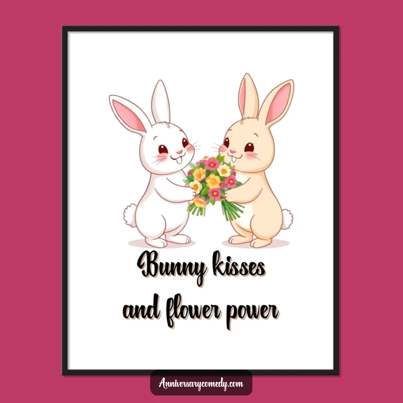 Free Printable Bunny Wall Art: Cute Flower Bouquet Downloadable Decor