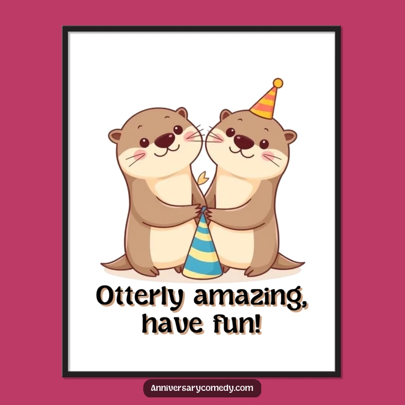Free Printable Otter Wall Art: Cheerful Hand-Holding Otters Downloadable Decor
