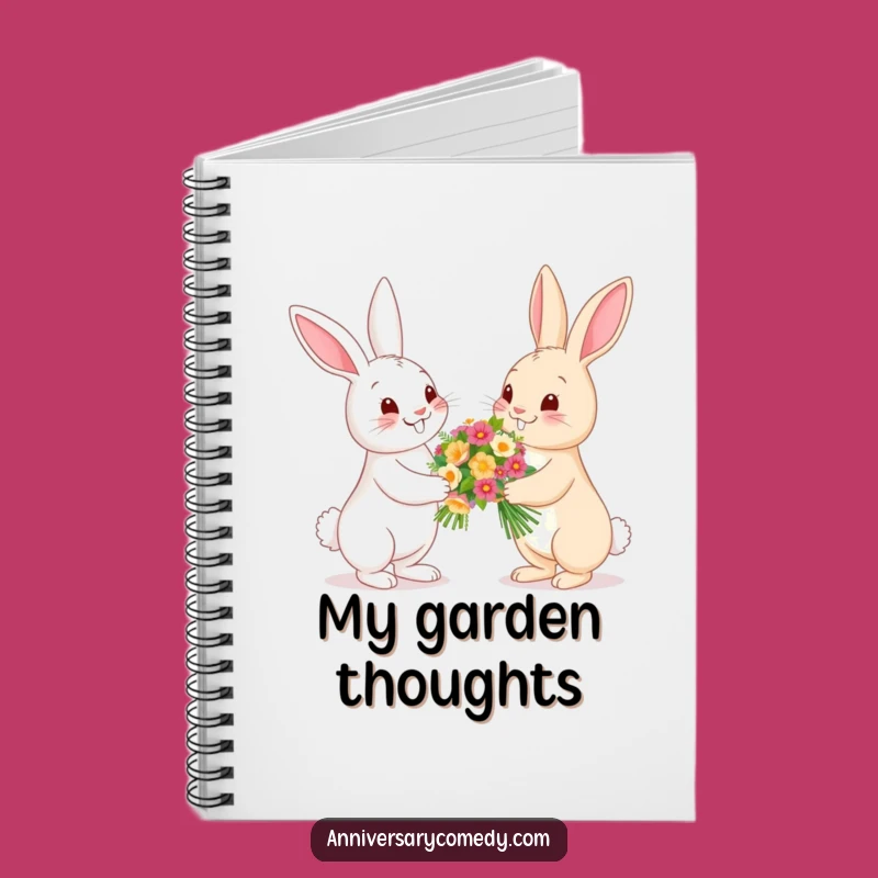 Funny Bunny Flower Notebook - Cute Garden Journal Gift