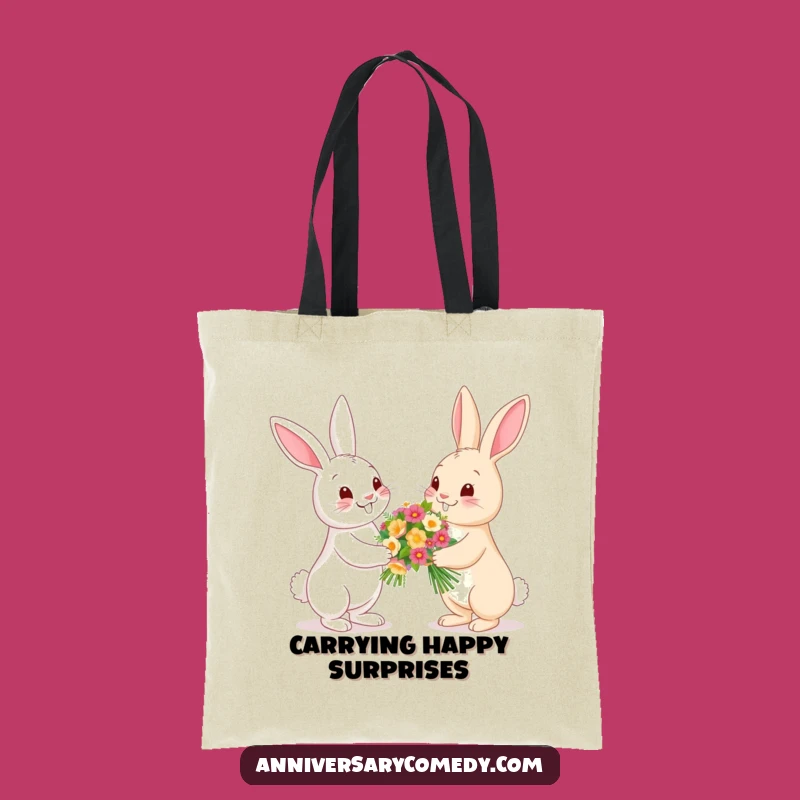Funny Bunny Flower Tote Bag - Cute Garden Accessory Gift